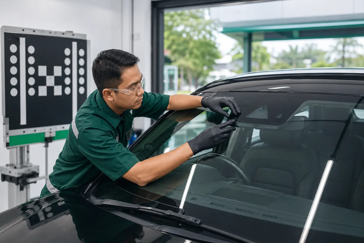 Ilustrasi Penggantian Kaca Mobil dengan Kamera dan Sensor ADAS